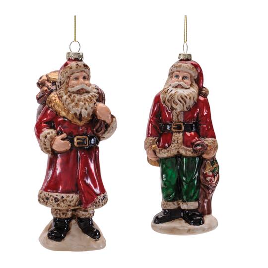 Melrose Traditional Santa Glass Ornaments Set